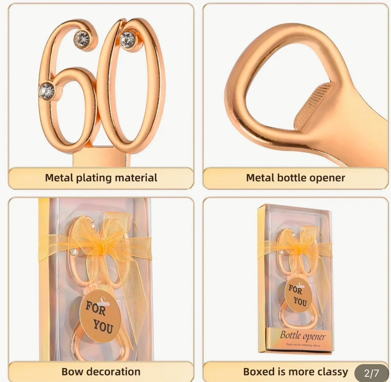 Golden 60th Birthday Bottle Opener.